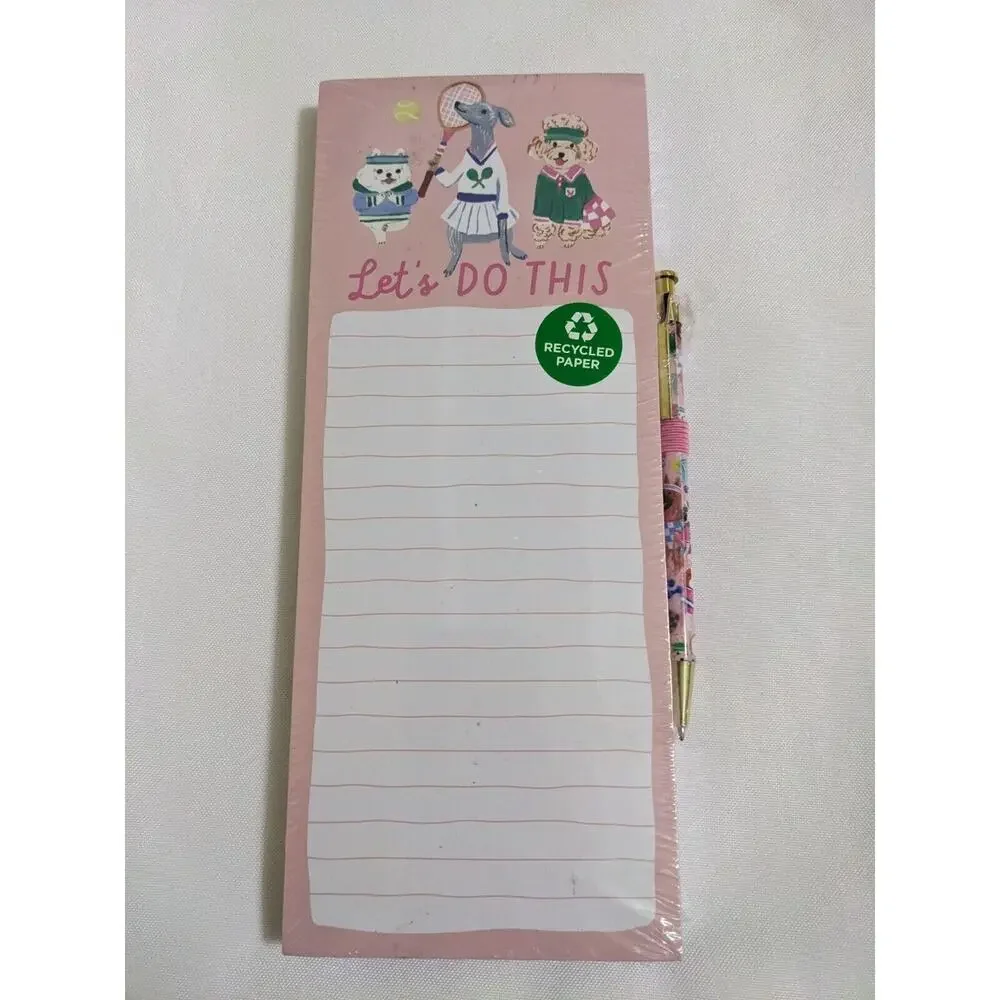 CLEMENTINE PAPER INC. MAGNETIC LINED NOTEPAD DOGS LET'S DO THIS Tennis New